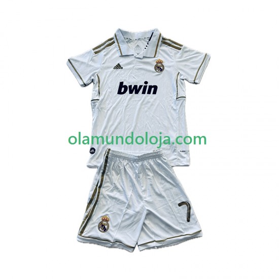 Camisola Real Madrid Cristiano Ronaldo 7 2012 Retro Criança Equipamento Primeiro 2011 Manga Curta